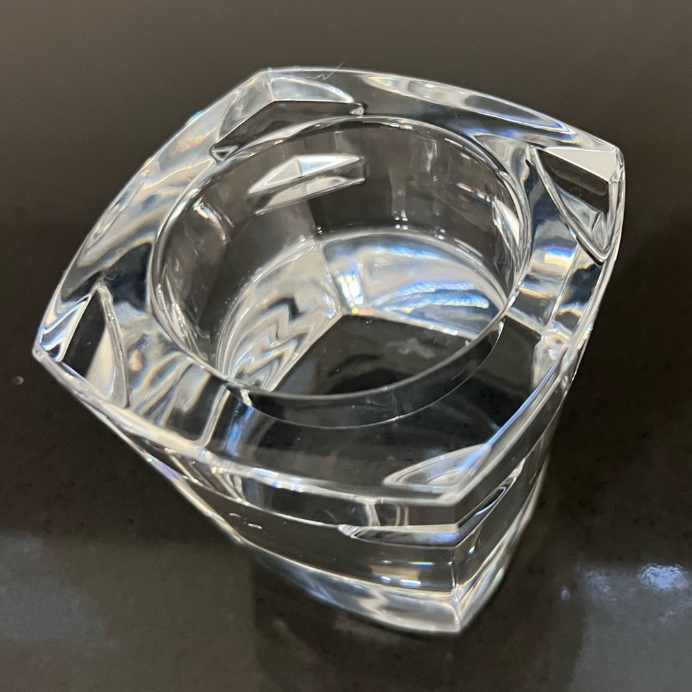 Waterford Crystal Clear Heavy Candle Votive Tealight Holder Signed 2.75"